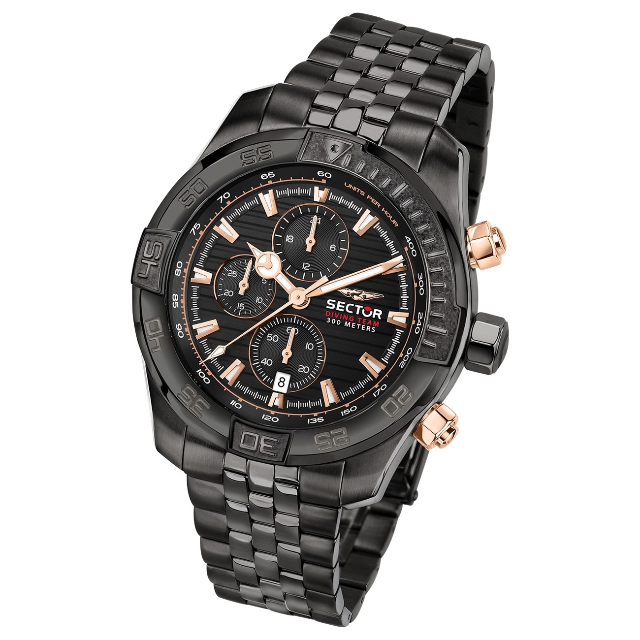 Sector Herren Armbanduhr Chrono Edelstahlarmband schwarz USE73635003