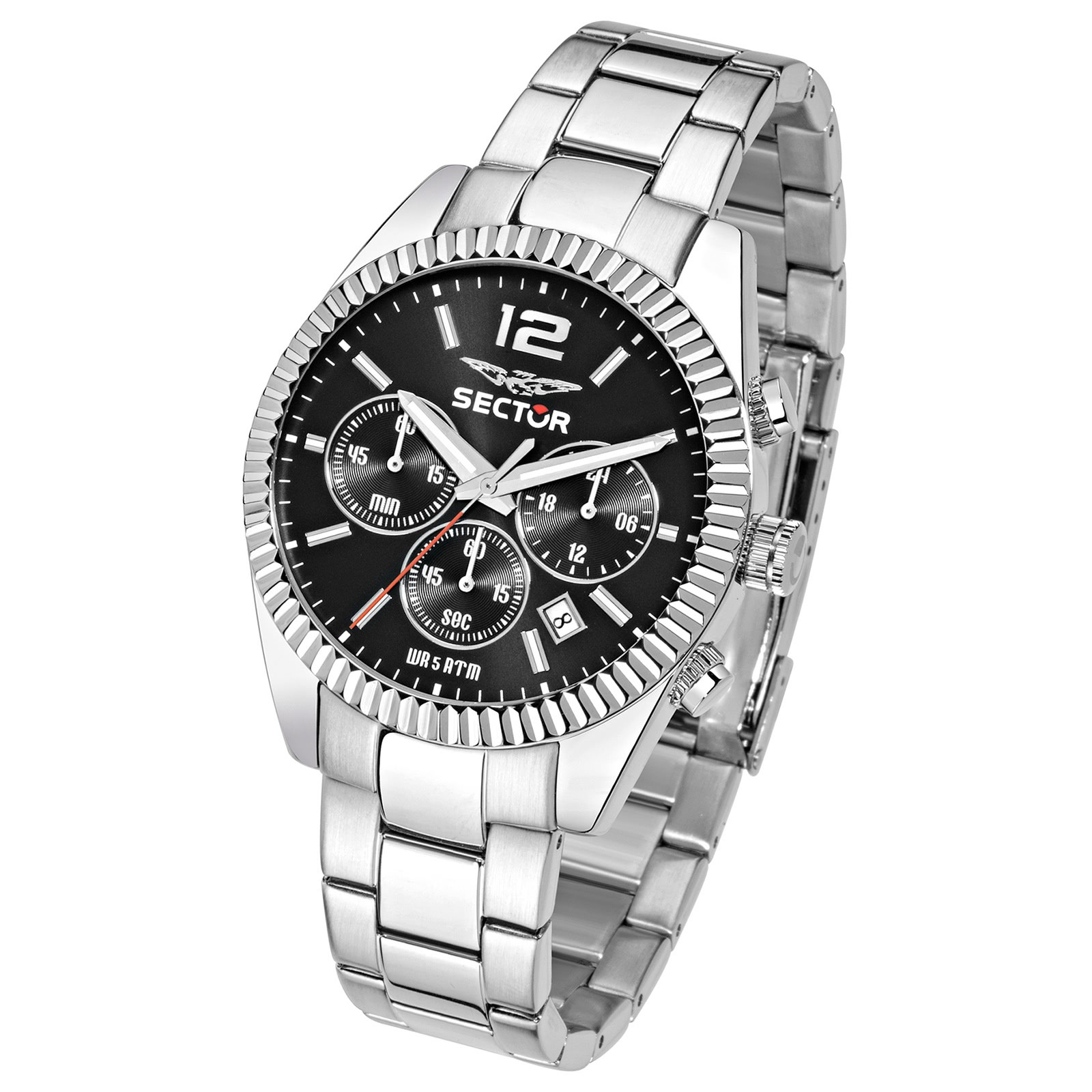 Sector Herren Armbanduhr Chrono Edelstahlarmband silber USE73676003
