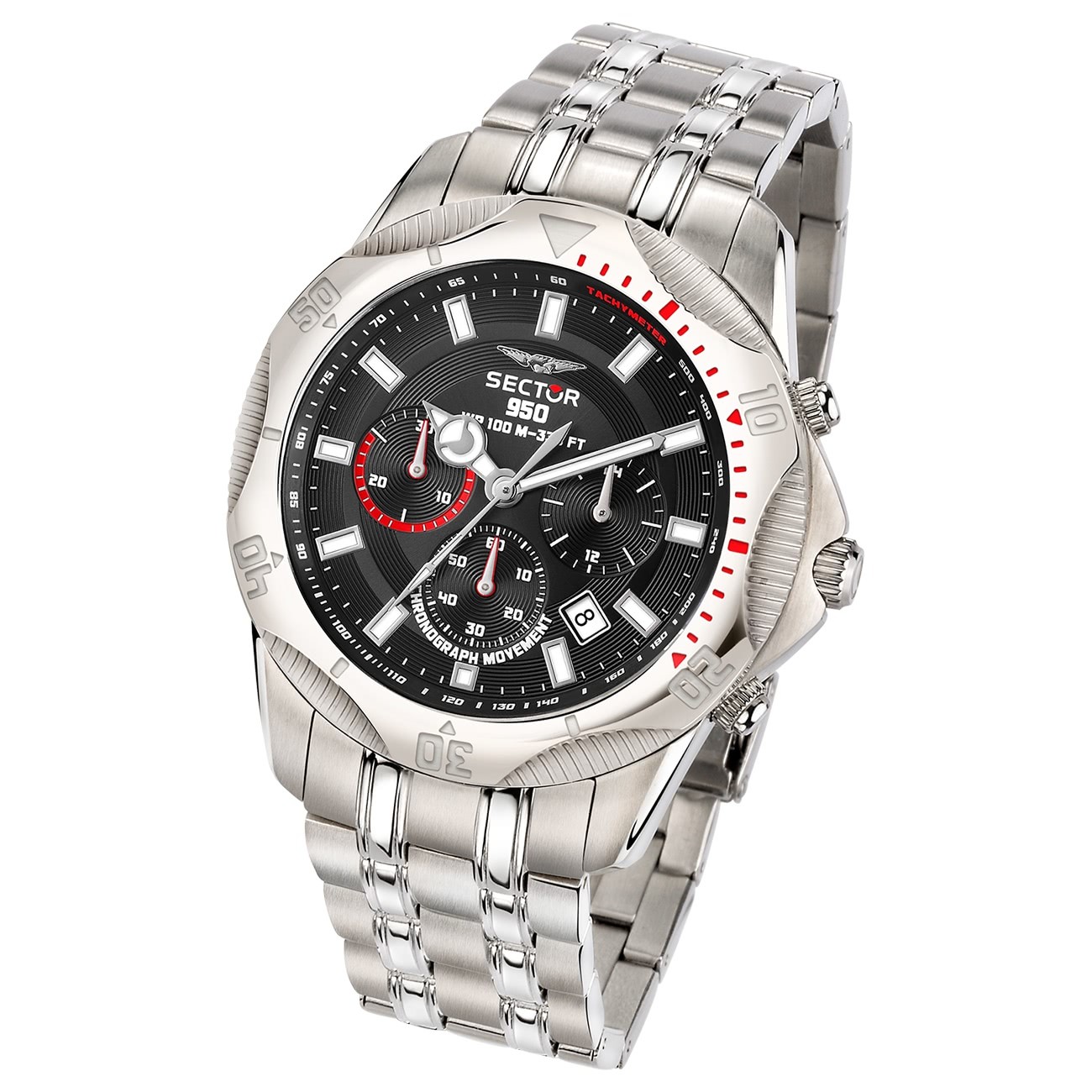 Sector Herren Armbanduhr Chrono Edelstahlarmband silber USE73981007