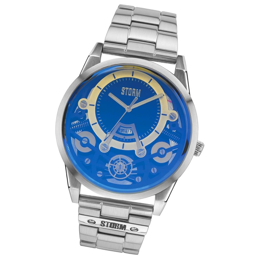 STORM Herrenuhr 3D blau Edelstahl Armband Uhr MECHRON LAZER BLUE UST47228/B0