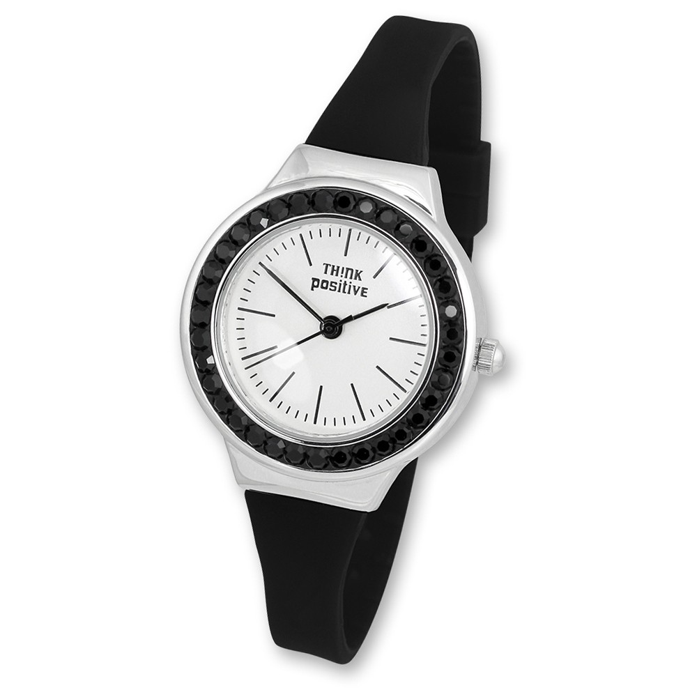 THINK positive Damen Jugend Uhr Crystal Analog Quarz Silikon schwarz UTP1209S