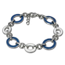 Amello Armband Oval Emaille blau/weiß Damen Edelstahlschmuck ESAG01B