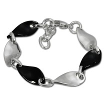 Amello Armband Keramik Welle schwarz Damen Edelstahlschmuck ESAX08S