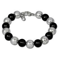 Amello Armband Keramik Kugeln schwarz Damen Edelstahlschmuck ESAX12S