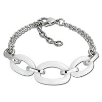 Amello Armband Keramik Ovale weiß Damen Edelstahlschmuck ESAX16W