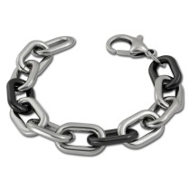 Amello Armband Keramik grobe Glieder schwarz Damen Edelstahlschmuck ESAX19S9