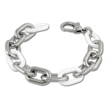 Amello Armband Keramik grobe Glieder weiß Damen Edelstahlschmuck ESAX19W1