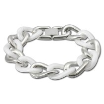 Amello Armband Keramik Panzer Big weiß Damen Edelstahlschmuck ESAX21W0