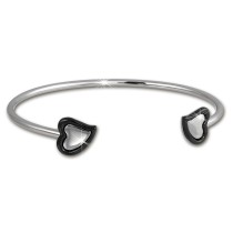 Amello Edelstahl Keramik Armreifen Herz schwarz Damen Stahlschmuck ESAX26S5