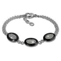 Amello Armband Keramik Oval schwarz Zirkonia Damen Edelstahlschmuck ESAX32S8