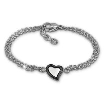 Amello Armband Keramik Herz schwarz Damen Edelstahlschmuck ESAX33S8