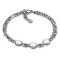 Amello Armband Keramik Halbkugel weiß Damen Edelstahlschmuck ESAX36W8