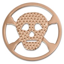 Amello Edelstahl Coin Totenkopf rose für Coinsfassung Stahlschmuck ESC512E