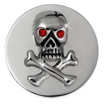 Amello Edelstahl Coin Totenkopf Silber Zirkonia rot Edelstahlschmuck ESC530J