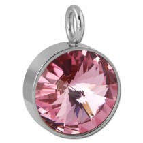 Amello Kettenanhänger Edelstahl Zirkonias Zirkonia rosa ESHS02A