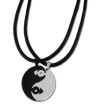 Amello Halsketten-Set YinYang schwarz/weiß Edelstahlschmuck Unisex ESK001S