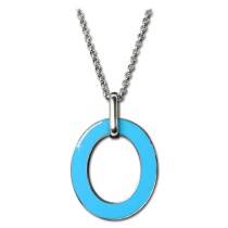 Amello Halskette Oval Emaille türkis/weiß Damen Edelstahlschmuck ESKG01T