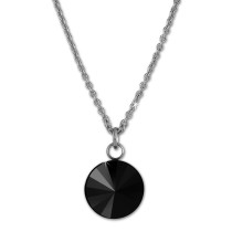 Amello Halskette Kegel Zirkonias schwarz Damen Stahlschmuck ESKS01S