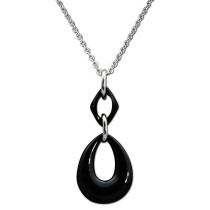 Amello Halskette Keramik Tropfen schwarz Damen Edelstahlschmuck ESKX11S