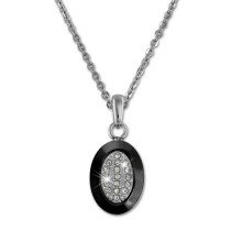 Amello Halskette Keramik Zirkonia Oval schwarz Damen Edelstahlschmuck ESKX32S