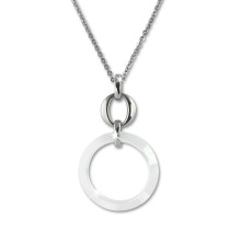 Amello Halskette Keramik Circle weiß Damen Edelstahlschmuck ESKX46W5