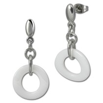 Amello Ohrringe Keramik Ring weiß Damen Edelstahlschmuck ESOX01W