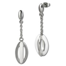 Amello Ohrringe Keramik Ellipse weiß Damen Edelstahlschmuck ESOX09W