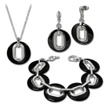 Amello Edelstahlschmuckset Keramik Kette, Armband, Ohrring ESSX03S