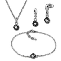 Amello Edelstahlschmuckset Keramik Zirkonia Kette, Armband, Ohrring ESSX35S