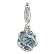 SilberDream Charm Zirkonia Kugel aqua Armband Anhänger FC200B