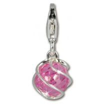 SilberDream Charm Zirkonia Kugel rosa Armband Anhänger FC200P