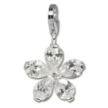 SilberDream 925 Charm Blume weiß Armband Ketten Anhänger FC4117