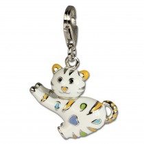 SilberDream 925 Charm Lustige Katze Emaille 925 Armband Anhänger FC644