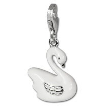 SilberDream Charm weißer Schwan 925 Silber Armband Anhänger FC645