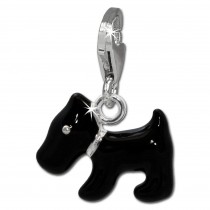 SilberDream Charm Hund schwarz 925er Armband Anhänger FC830S
