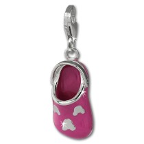 SilberDream Charm Clog Schlappen pink 925 Silber Armband Anhänger FC871P