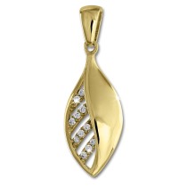 GoldDream Kettenanhänger Leaf Zirkonia 333 Gold Anhänger Echtschmuck GDH506WY