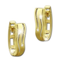 GoldDream Creole oval Line Zirkonia weiß Ohrring 333 Gold Echtschmuck GDO524WY