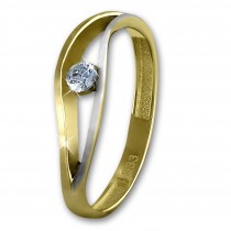 GoldDream Gold Ring Welle Zirkonia weiß Gr.58 333er Gelbgold GDR510T58