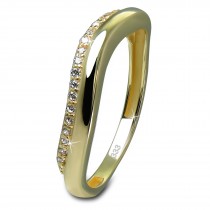 GoldDream Gold Ring Welle Gr.54 Zirkonia weiß 333er Gelbgold GDR539Y54