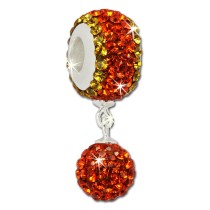 SilberDream Bommel-Bead Glitzer Kristalle orange 925 Silber GSB405