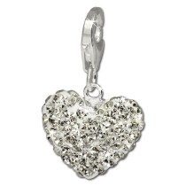 SilberDream Charm Glitzer Herz weiß Zirkonias 925 GSC216W