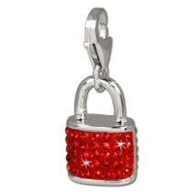 SilberDream Glitzer Charm Schloss rot Zirkonia Kristalle 925 GSC514R