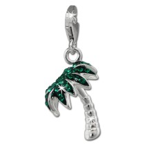 SilberDream Glitzer Charm 3D Palme grün Zirkonia Kristalle GSC548G