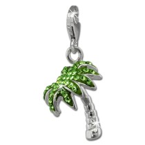 SilberDream Glitzer Charm 3D Palme hellgrün Zirkonia Kristalle GSC548L