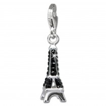 SilberDream Glitzer Charm Eiffelturm schwarz Zirkonia Kristalle GSC562S