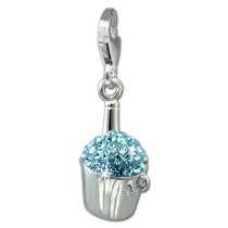 SilberDream Glitzer Charm Sektkühler hellblau Zirkonia Kristalle GSC573H