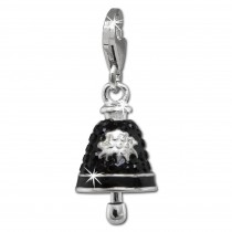 SilberDream Glitzer Charm Glocke schwarz Zirkonia Kristalle GSC575S