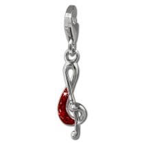 SilberDream Glitzer Charm Notenschlüssel rot Zirkonia Kristalle GSC578R