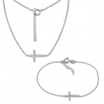 SilberDream Schmuckset Kreuz Zirkonia Halskette & Armband 925 Silber GSS412W